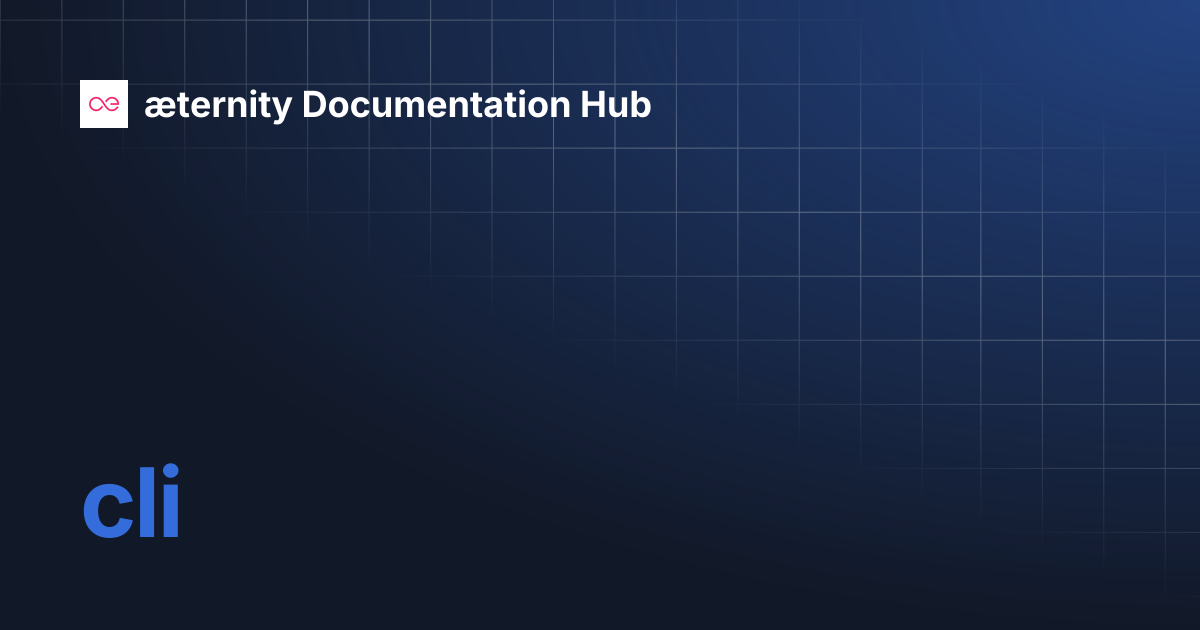 cli | æternity Documentation Hub